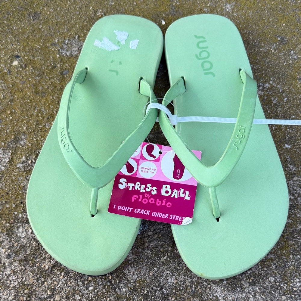 SUGAR Y2K Vintage NWT! FLOATIE! Green Flip Flops